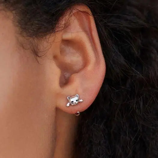 Pendientes de plata con forma de gato