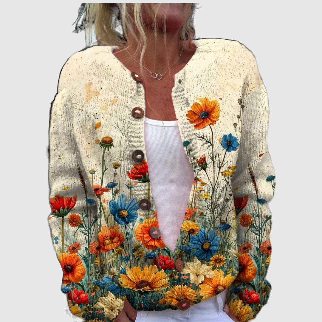 Anaïs — Cardigan à fleurs sauvages