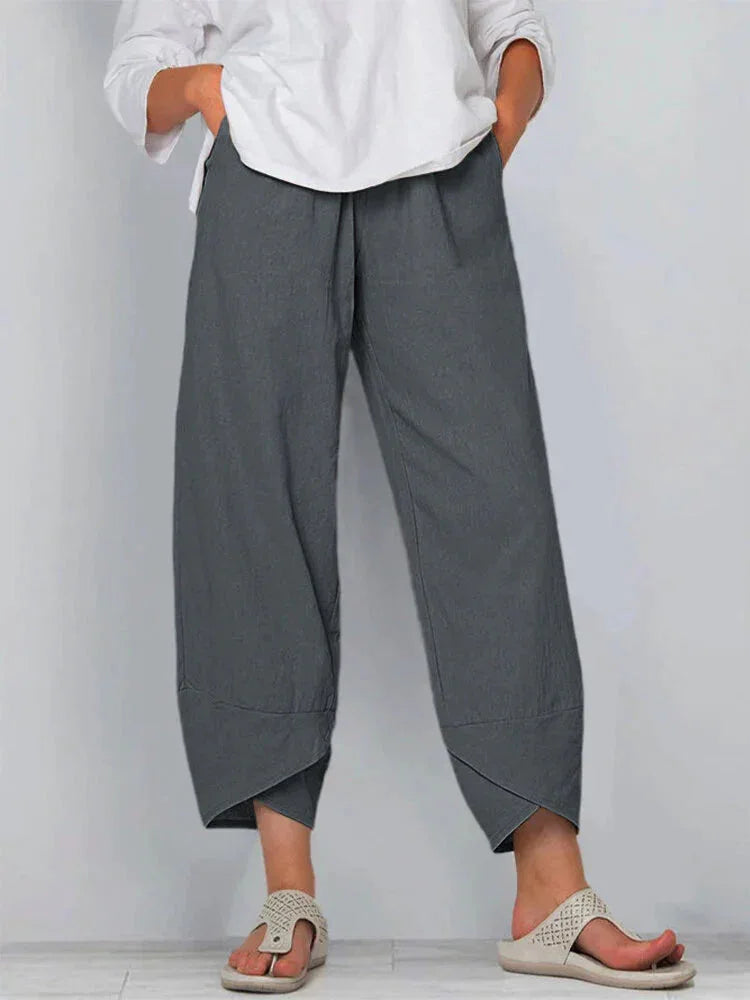 Giulia | Pantalones de lino y algodón de pierna ancha
