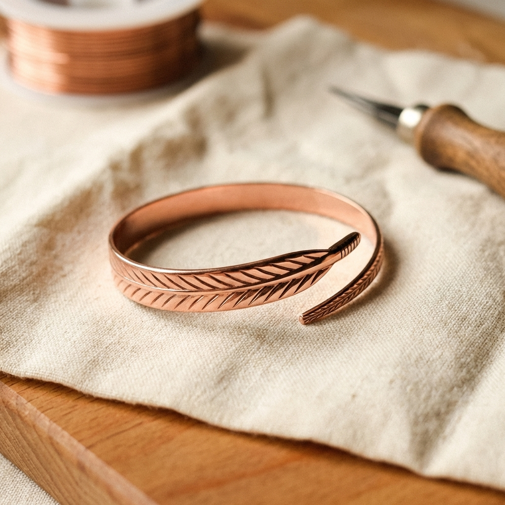 Pulsera de cobre con diseño de raíces
