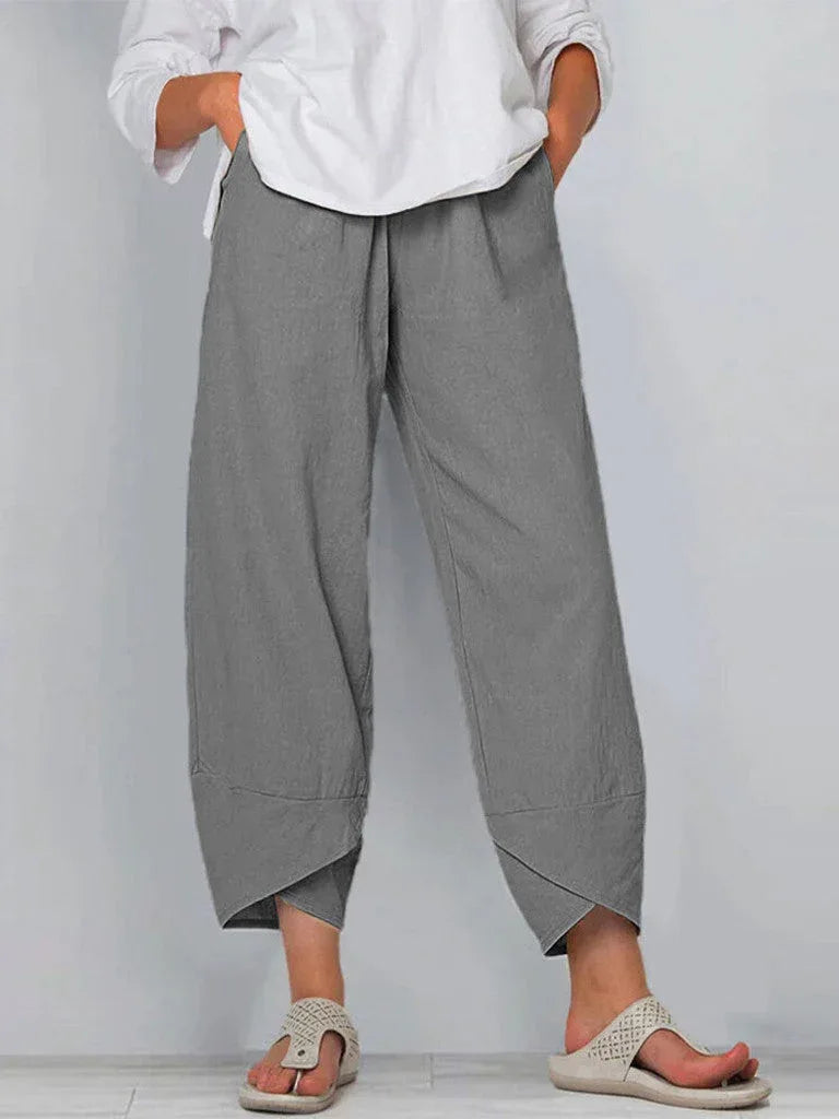 Giulia | Pantalones de lino y algodón de pierna ancha