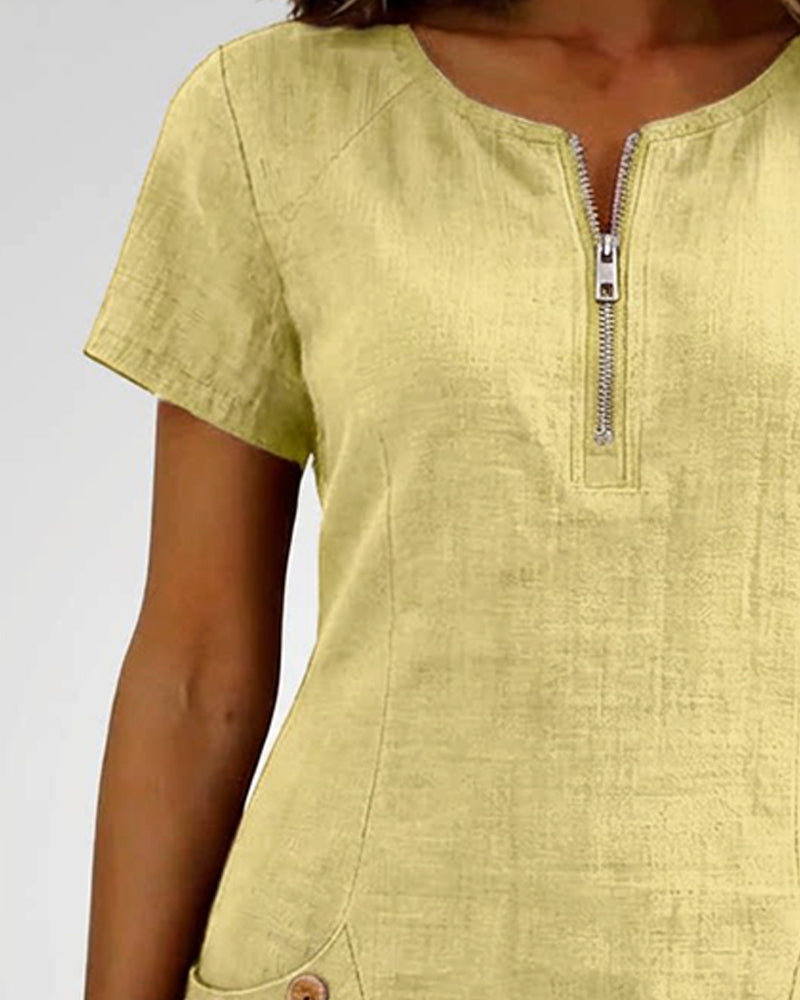 Zelora® | Vestido de algodón con cierre de cremallera