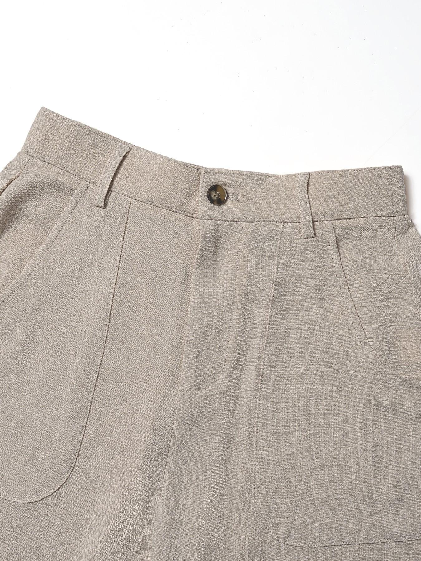 Pantalones en mezcla de algodón y lino: de corte fluido, pierna recta y cintura alta.