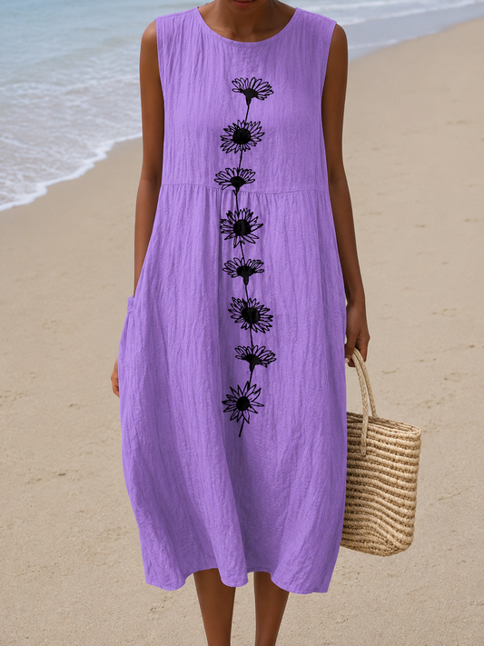 Emma™ Vestido midi de color Violet Bloom