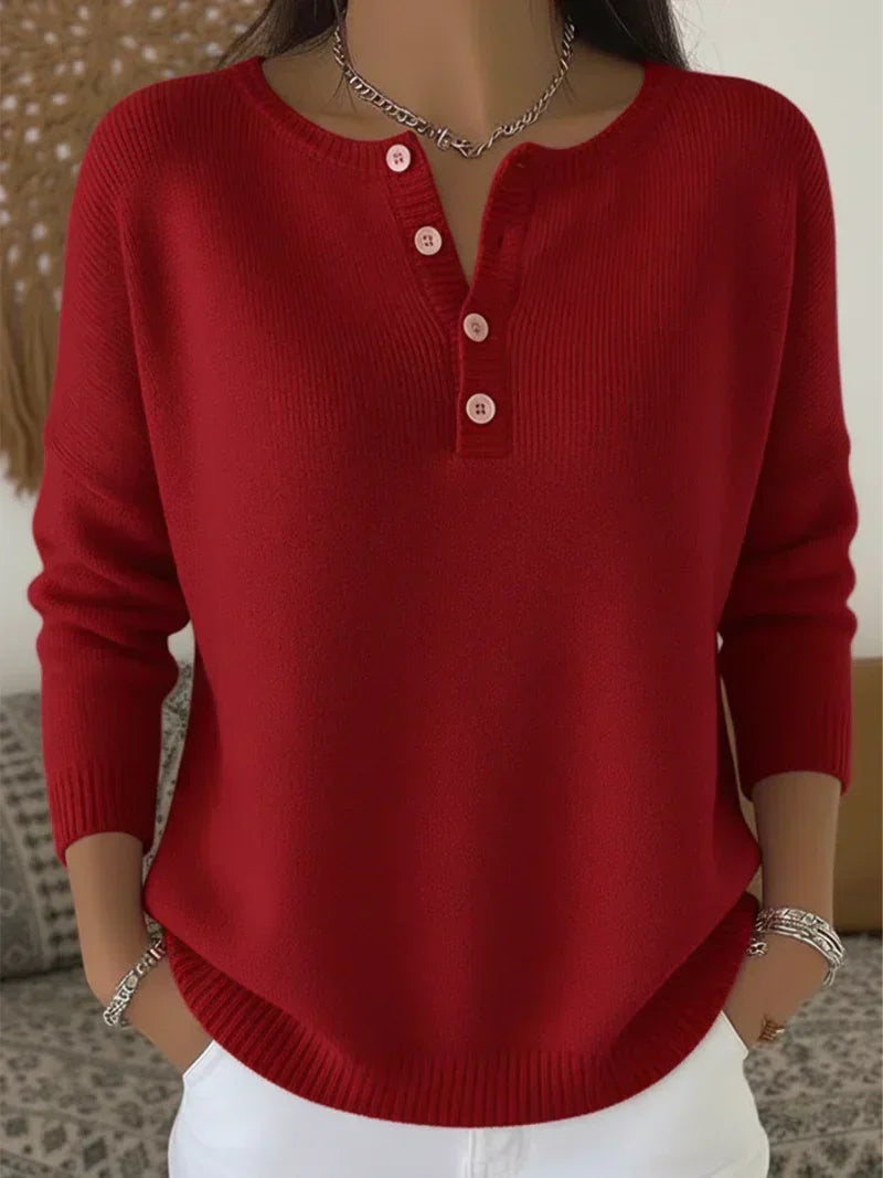GABRIELLE™ | Jersey de punto con cuello Henley y botones