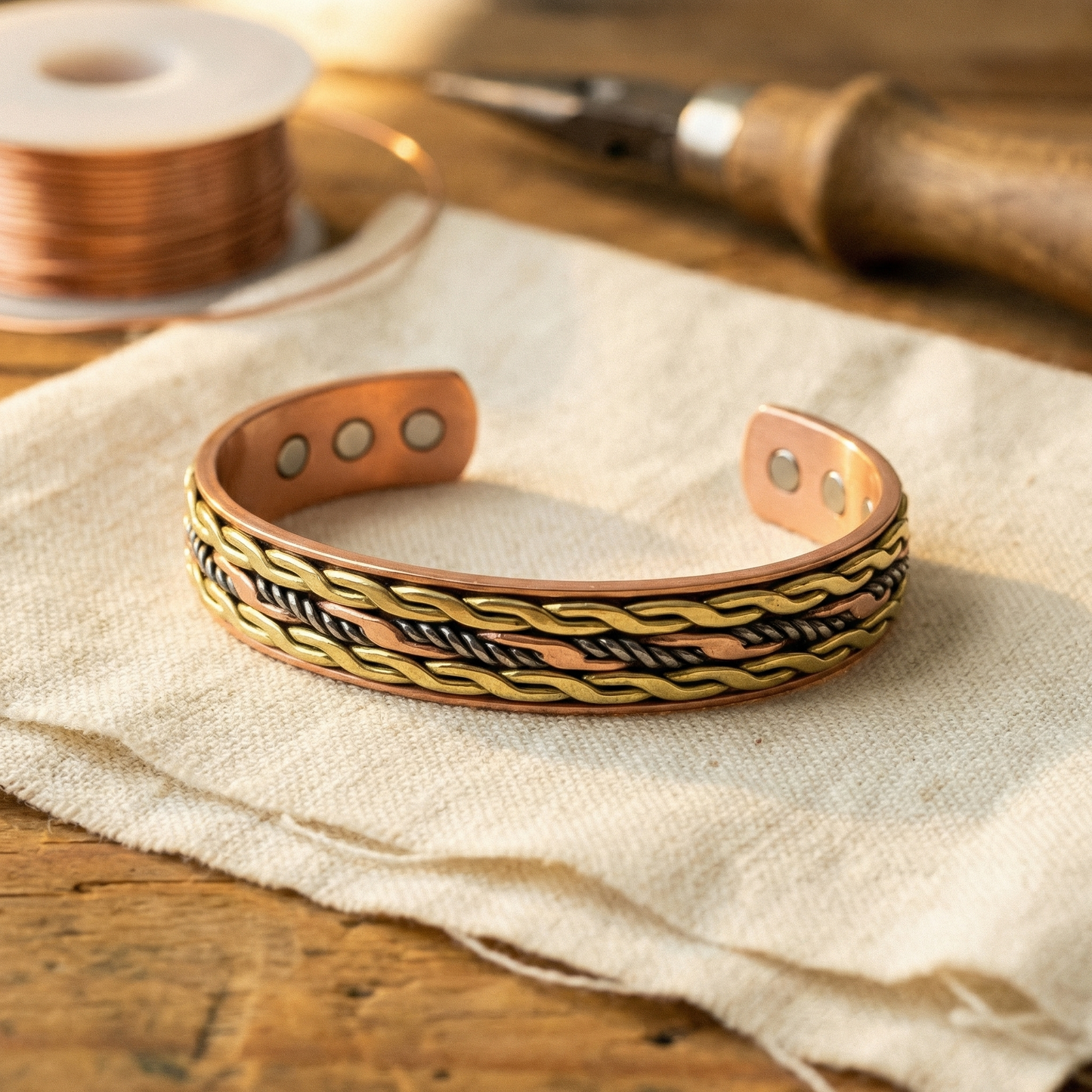 Pulsera trenzada de cobre