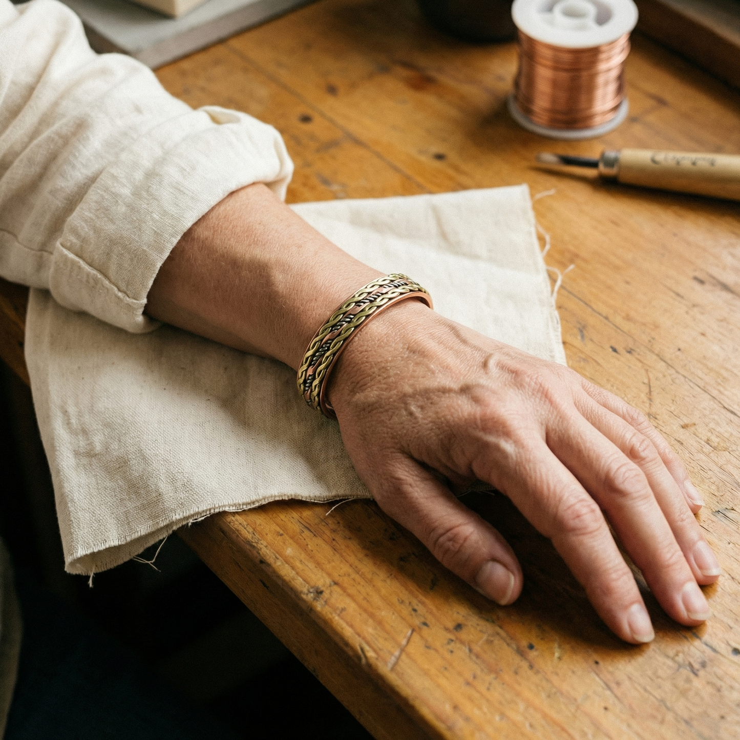 Pulsera trenzada de cobre