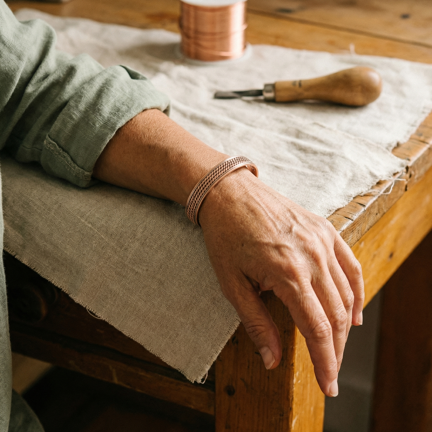 Pulsera de cobre con diseño en forma de ola