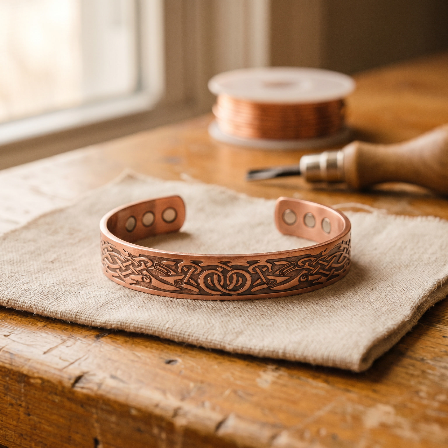 Pulsera de cobre musgo