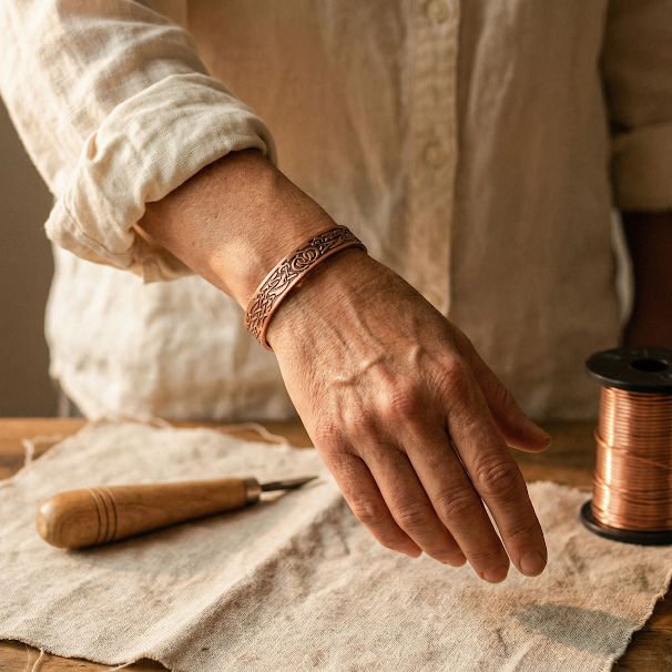 Pulsera de cobre musgo