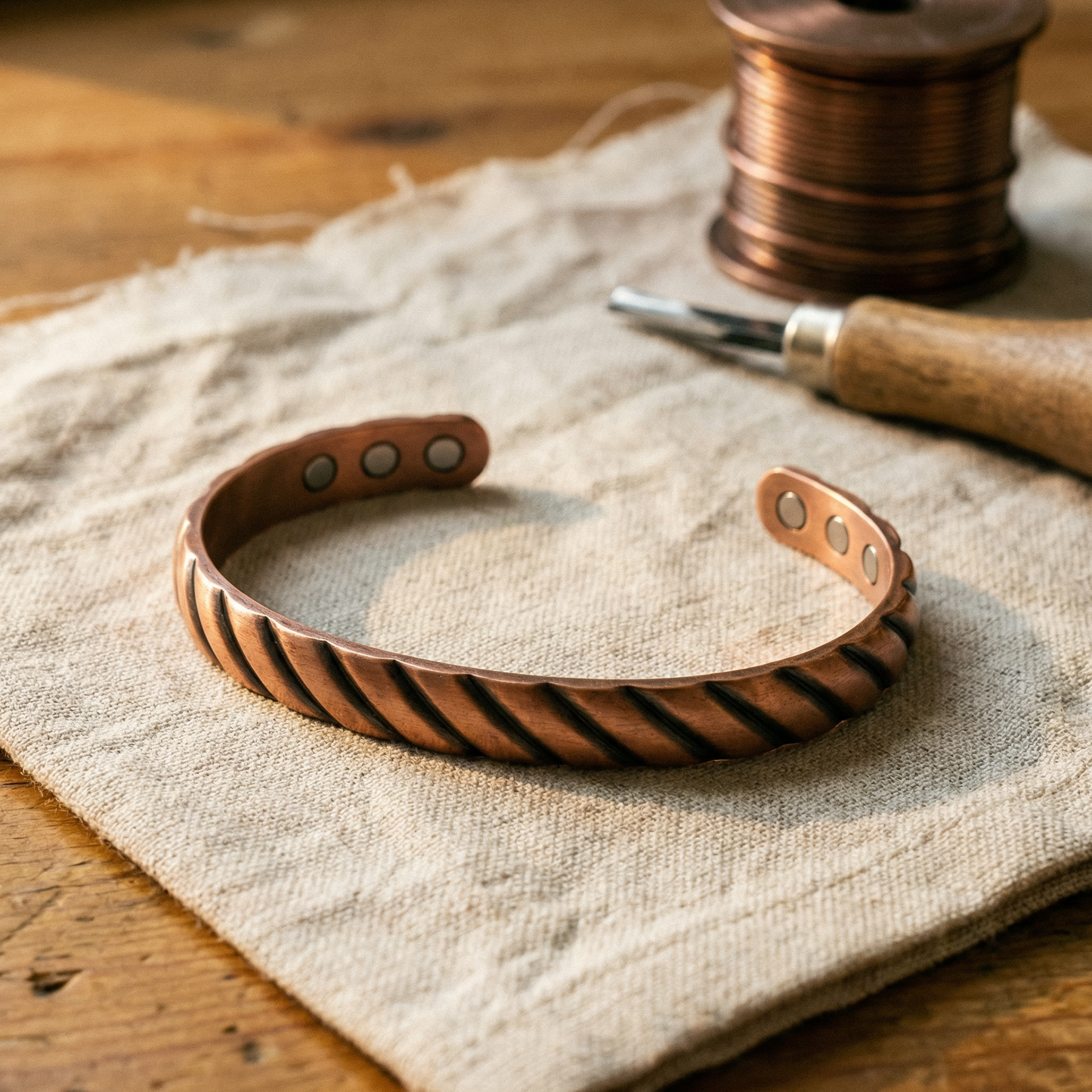 Pulsera de cobre con espinas