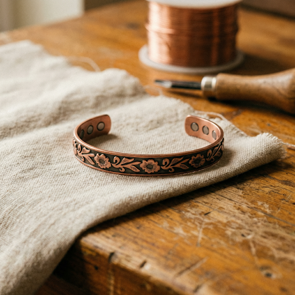 Pulsera de cobre con diseño de enredadera