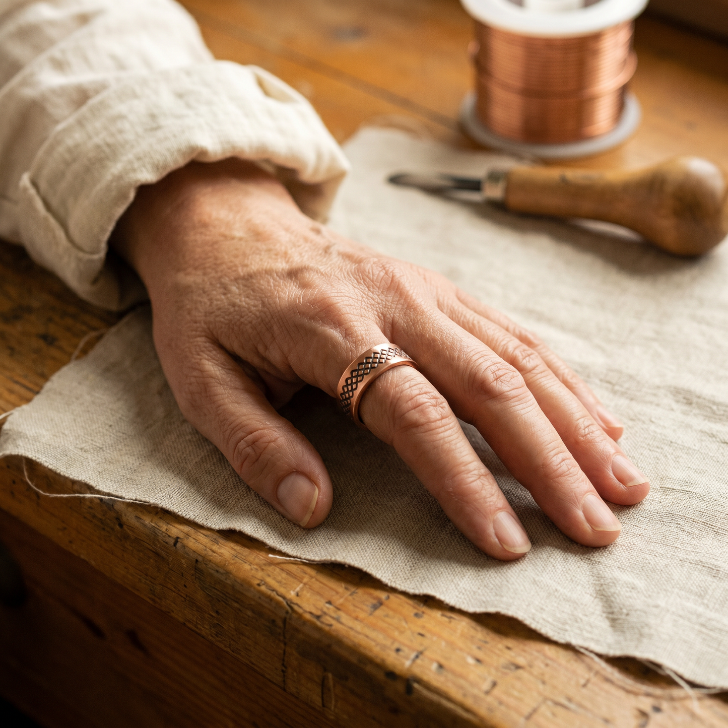 Anillo de cobre enrejado