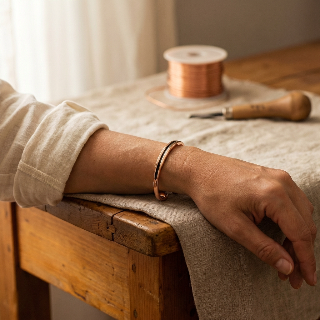 Pulsera de cobre con vetas