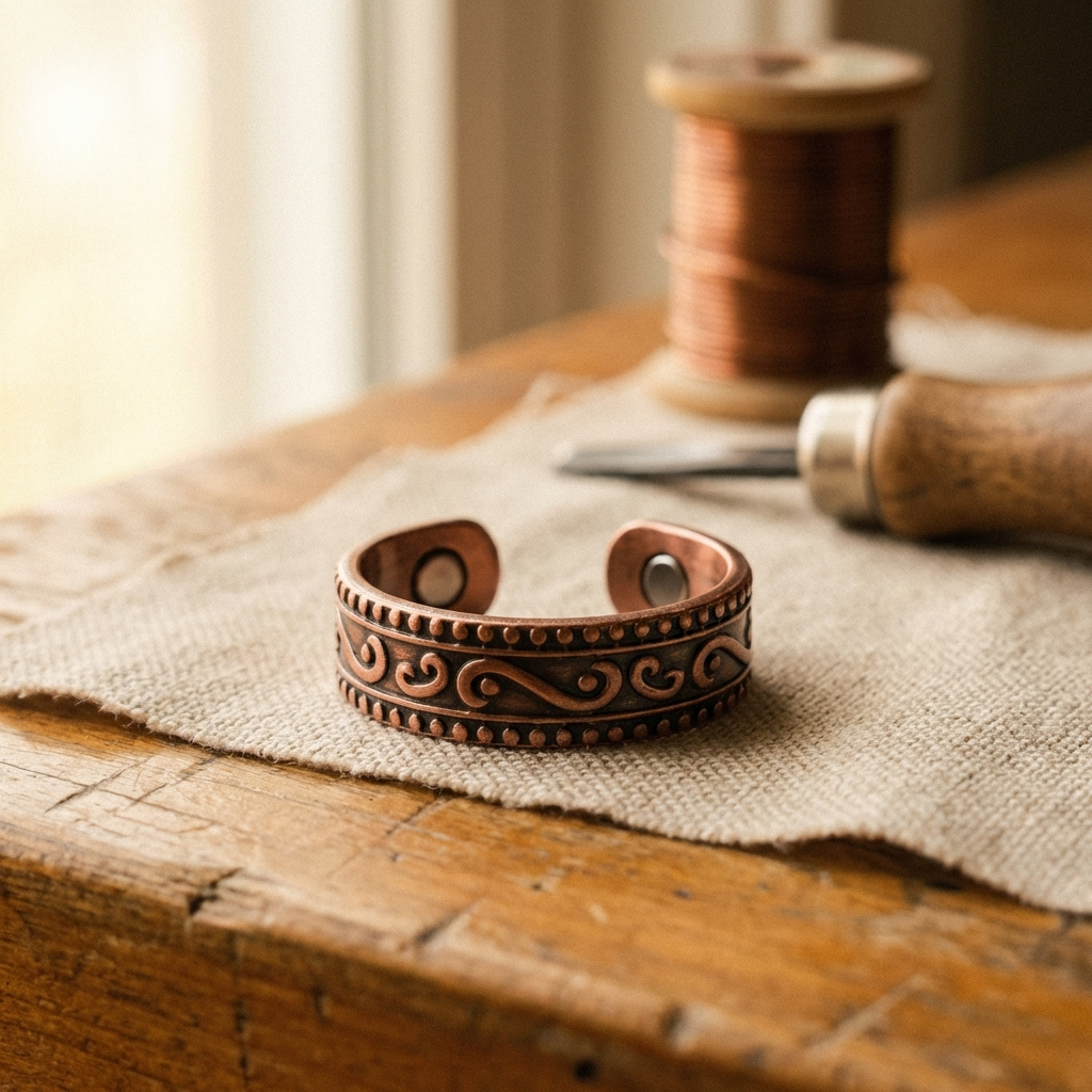 Anillo de cobre con diseño de helecho
