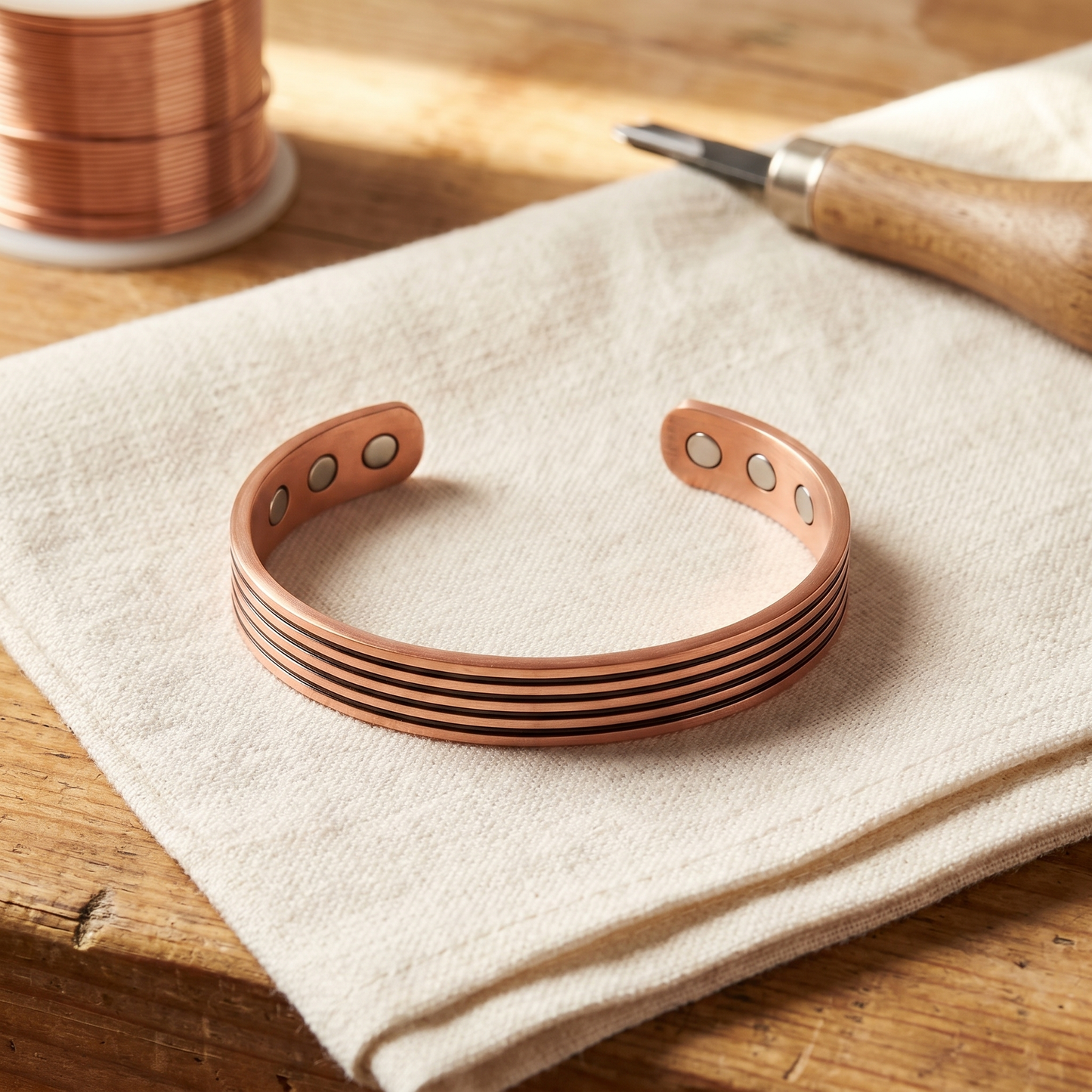 Pulsera de cobre color salvia