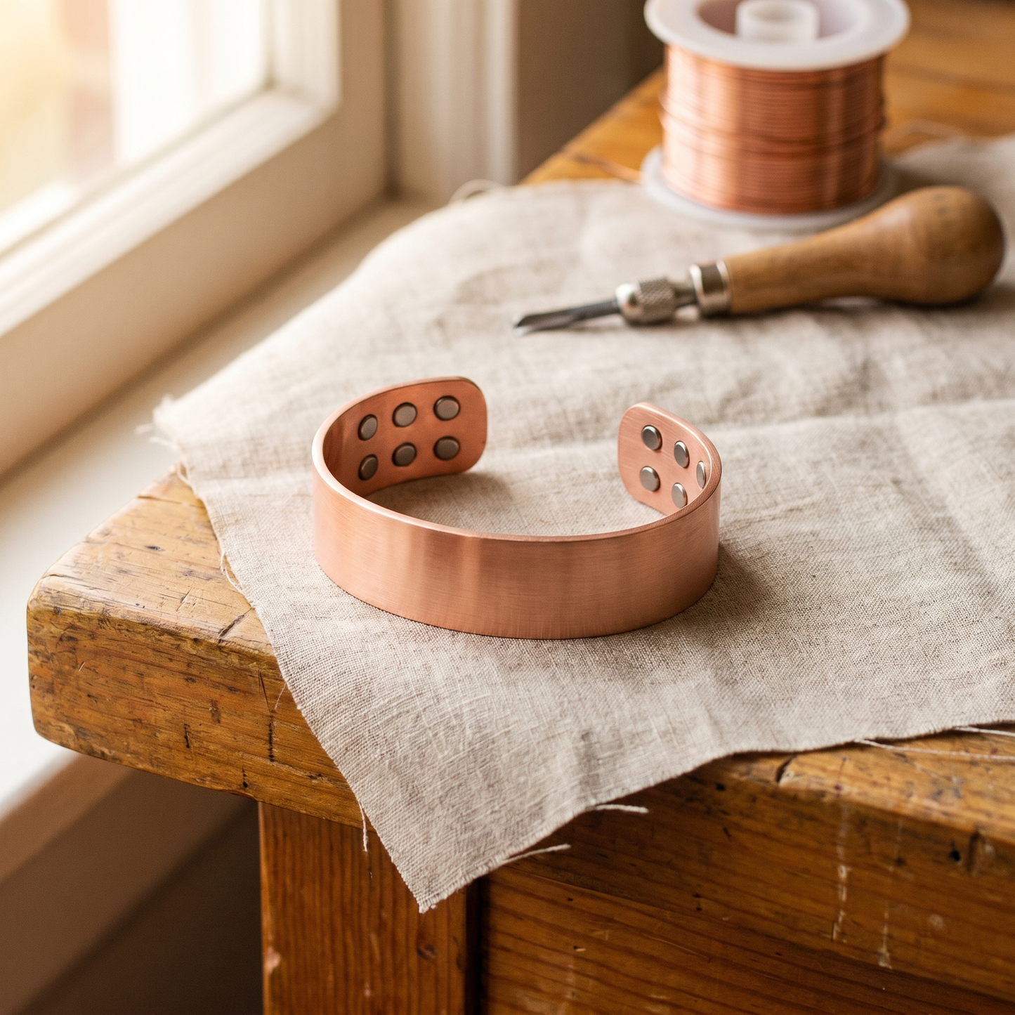 Pulsera de cobre con yunque