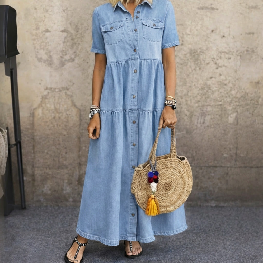 ELIZABETH | VESTIDO MIDI CON ABROCHADO DELANTERO