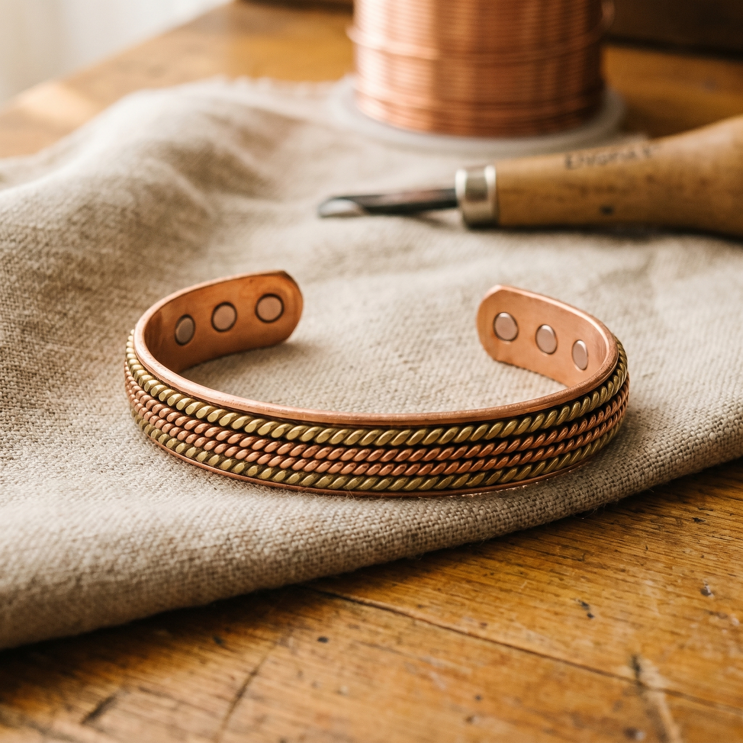 Pulsera de cobre forjada