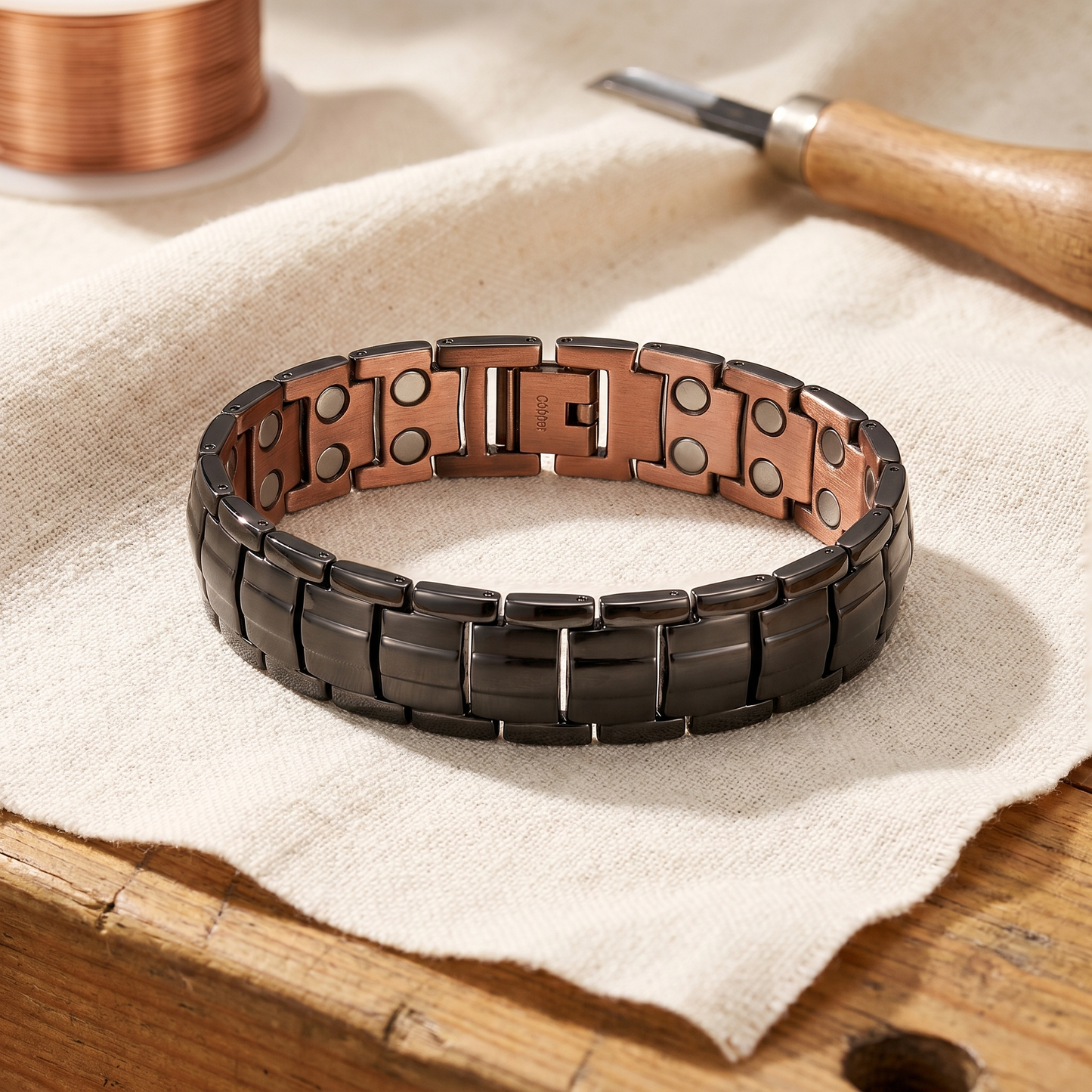 Pulsera de cobre para hombre en color ocre