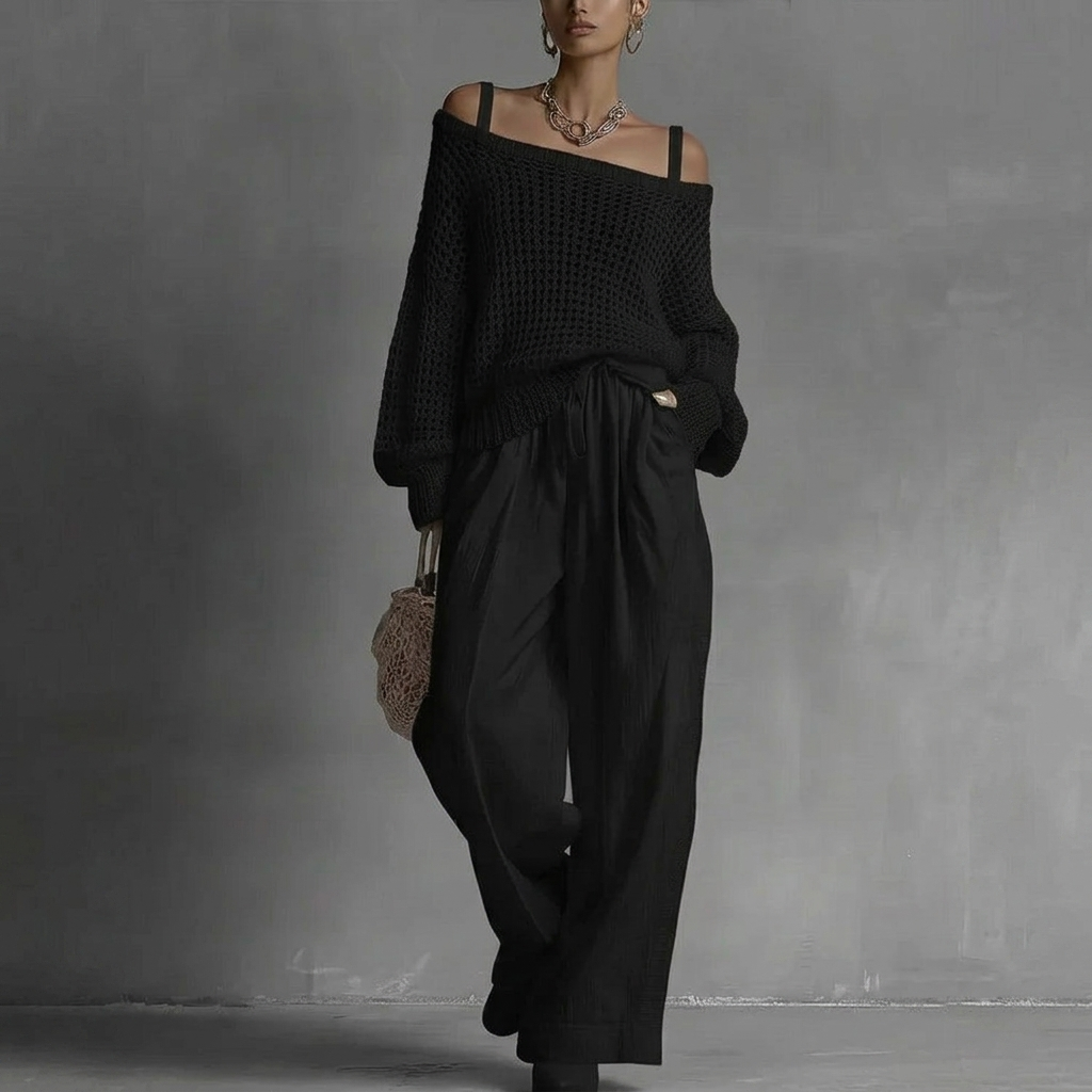 Claribel | Ensemble épaule dénudée et pantalon large