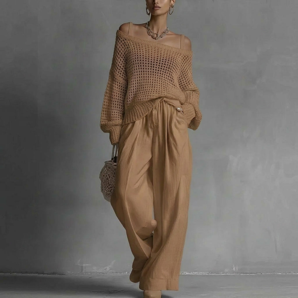 Claribel | Ensemble épaule dénudée et pantalon large
