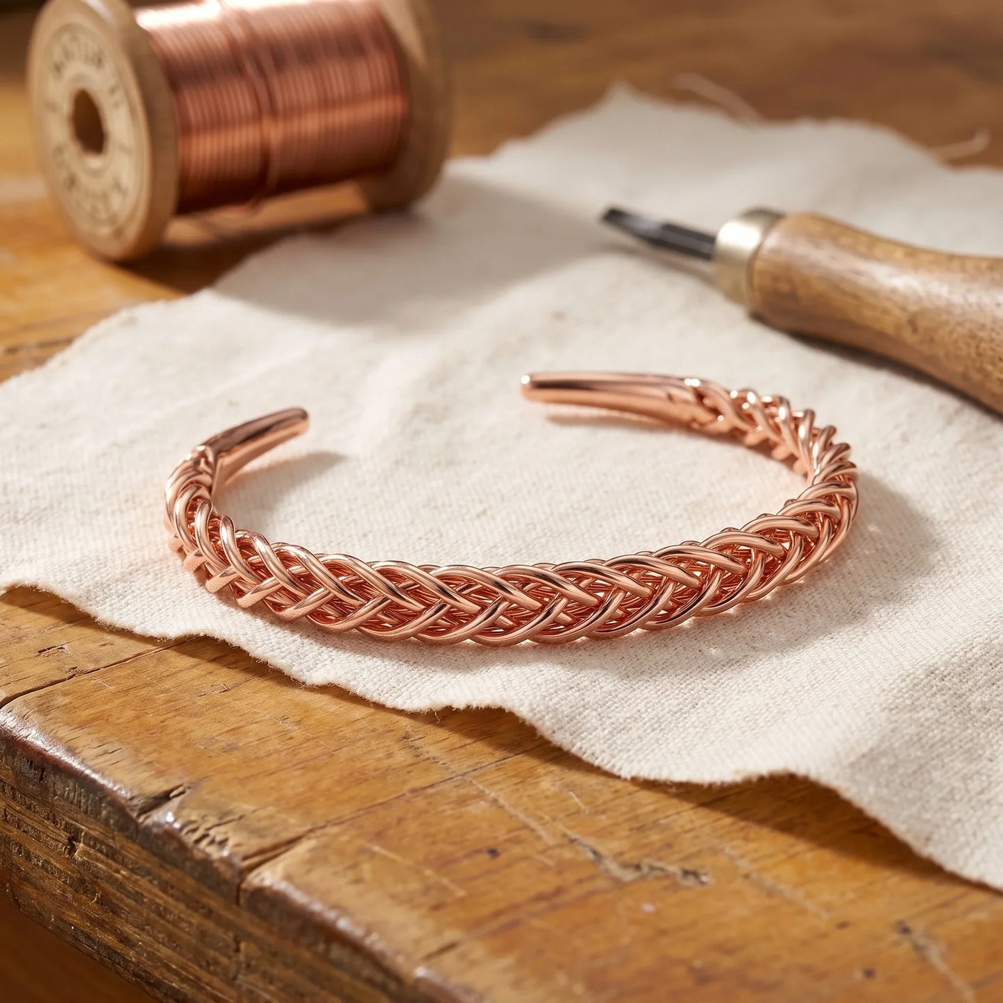 Pulsera de cobre con diseño de zorro