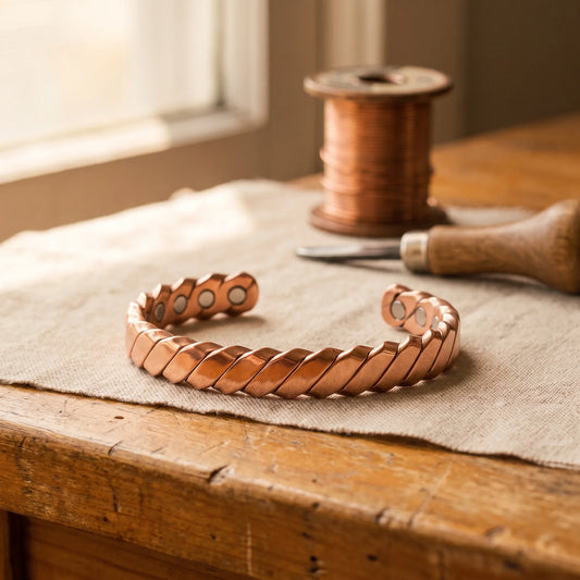 Pulsera de cobre con musgo