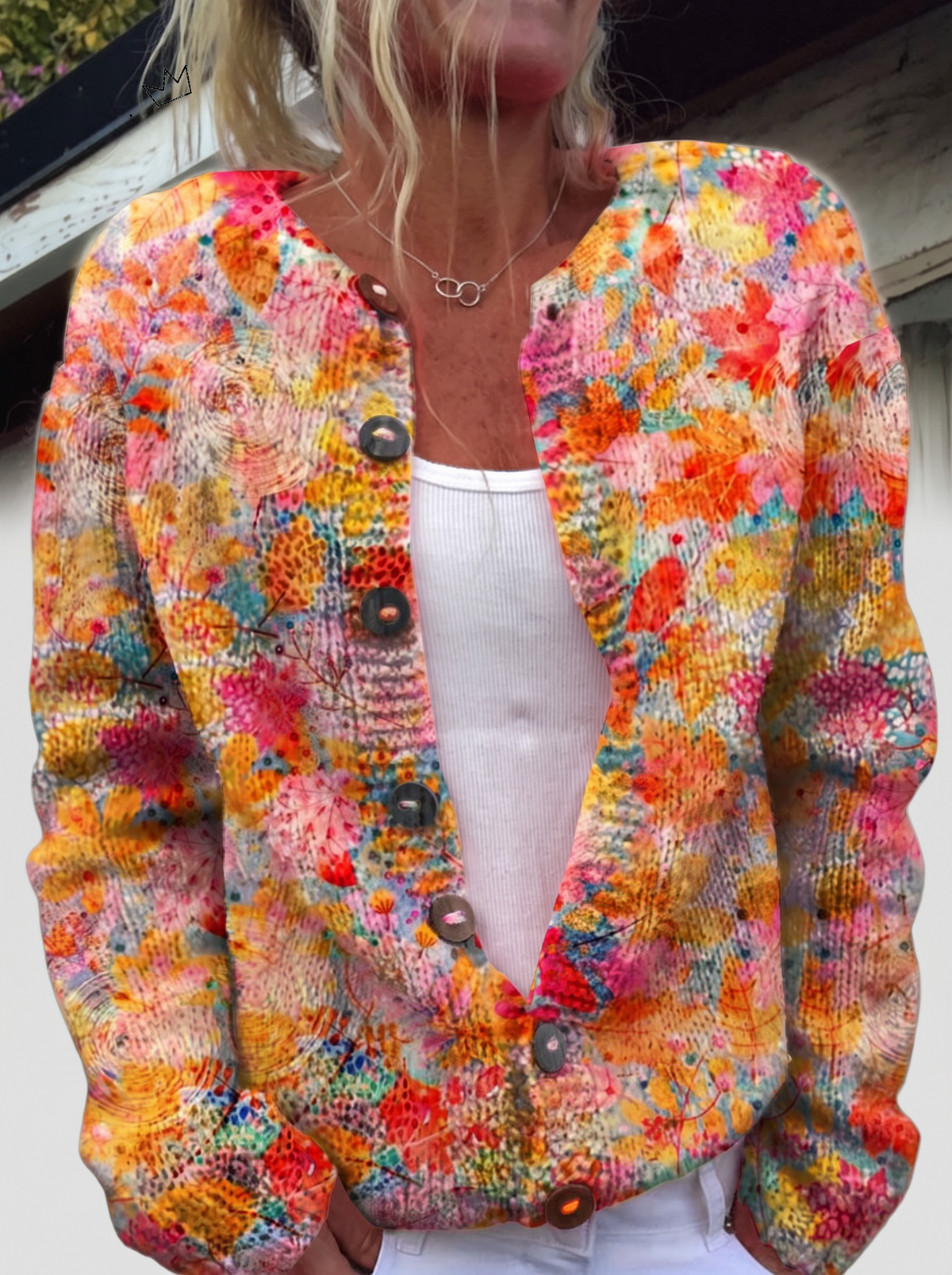 Marine — Cardigan floral marin