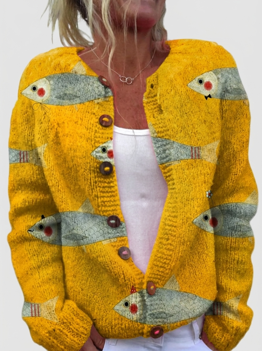 Marion — Cardigan à motif de poissons