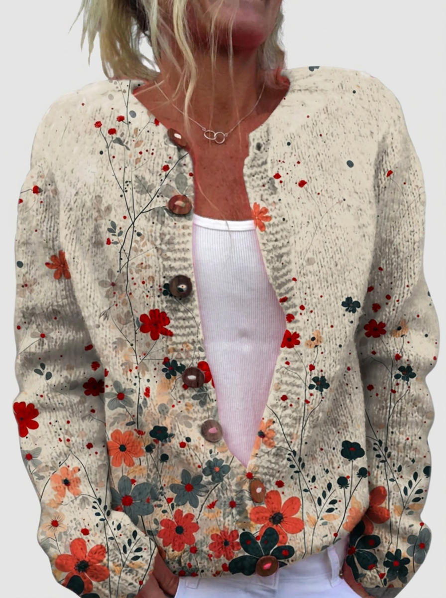 Aurélie — Cardigan fleuri à pois