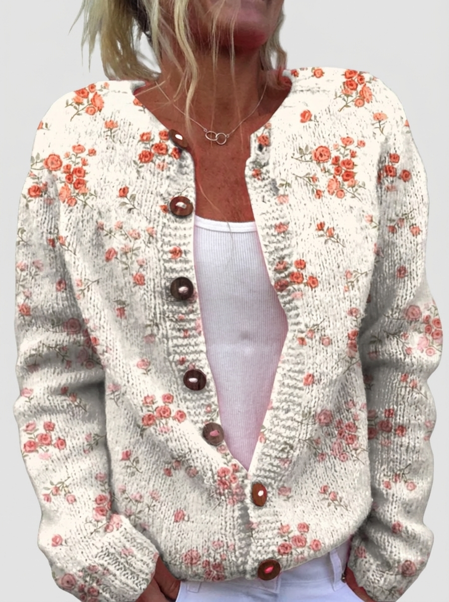 Maëlle — Cardigan à motifs floraux dispersés