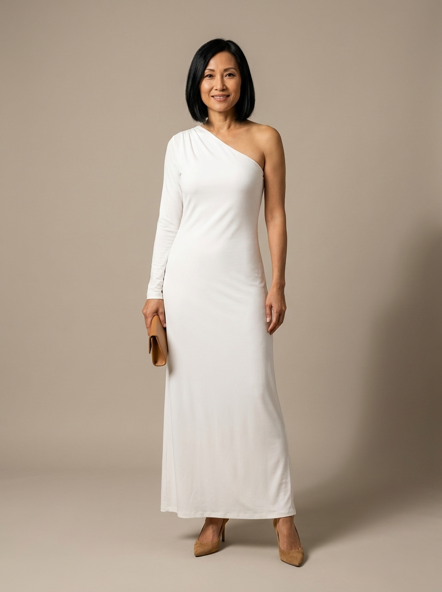 Elva | Vestido fluido de un solo hombro