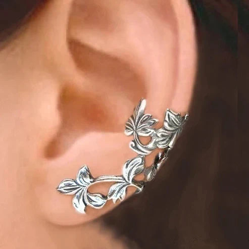 Pendientes vintage de plata con hojas