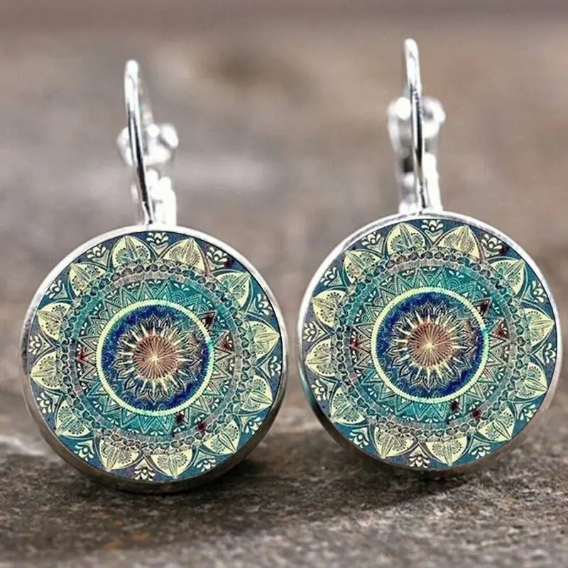 Pendientes mandala vintage redondos