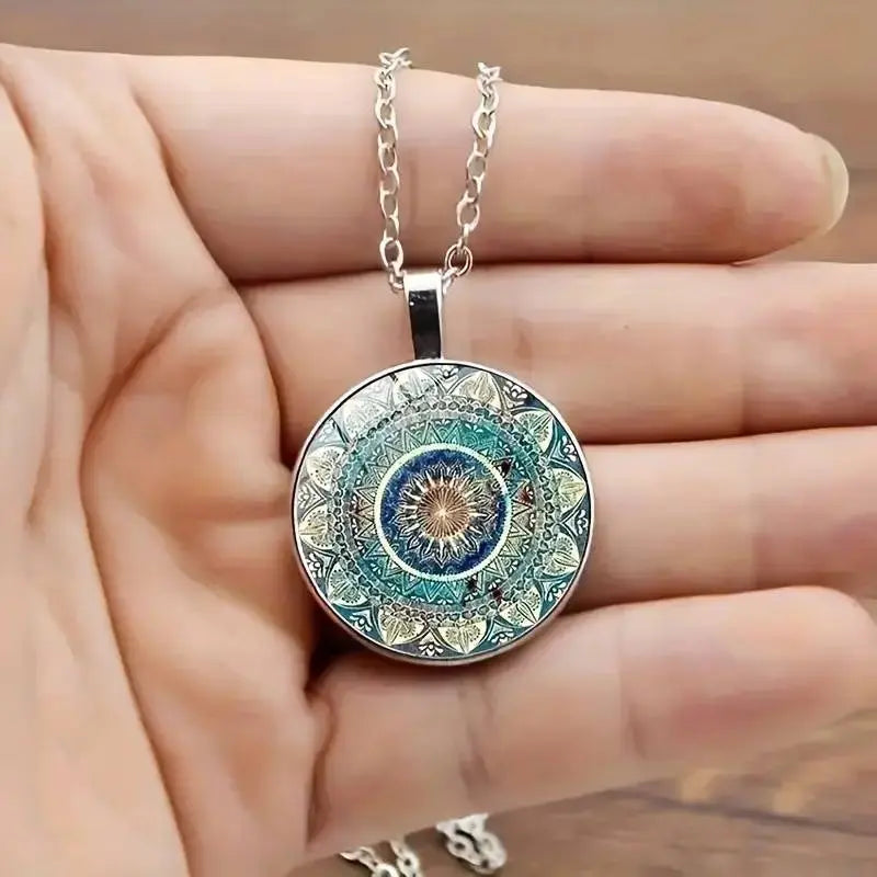 Collar mandala azul redondo vintage