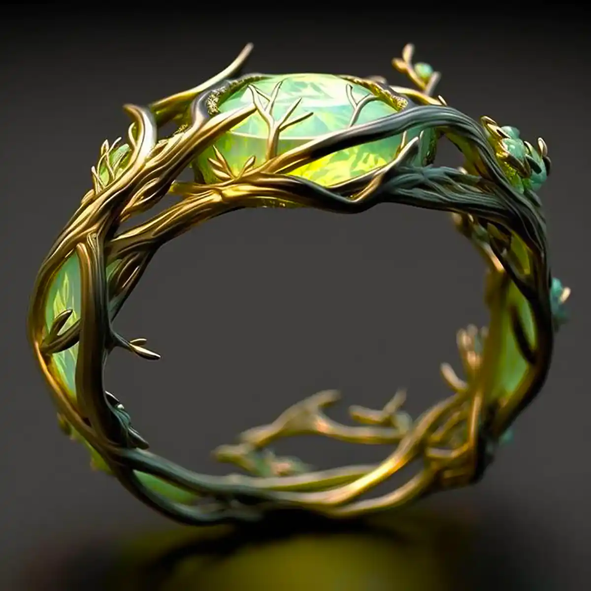 Anillo natural de ópalo verde