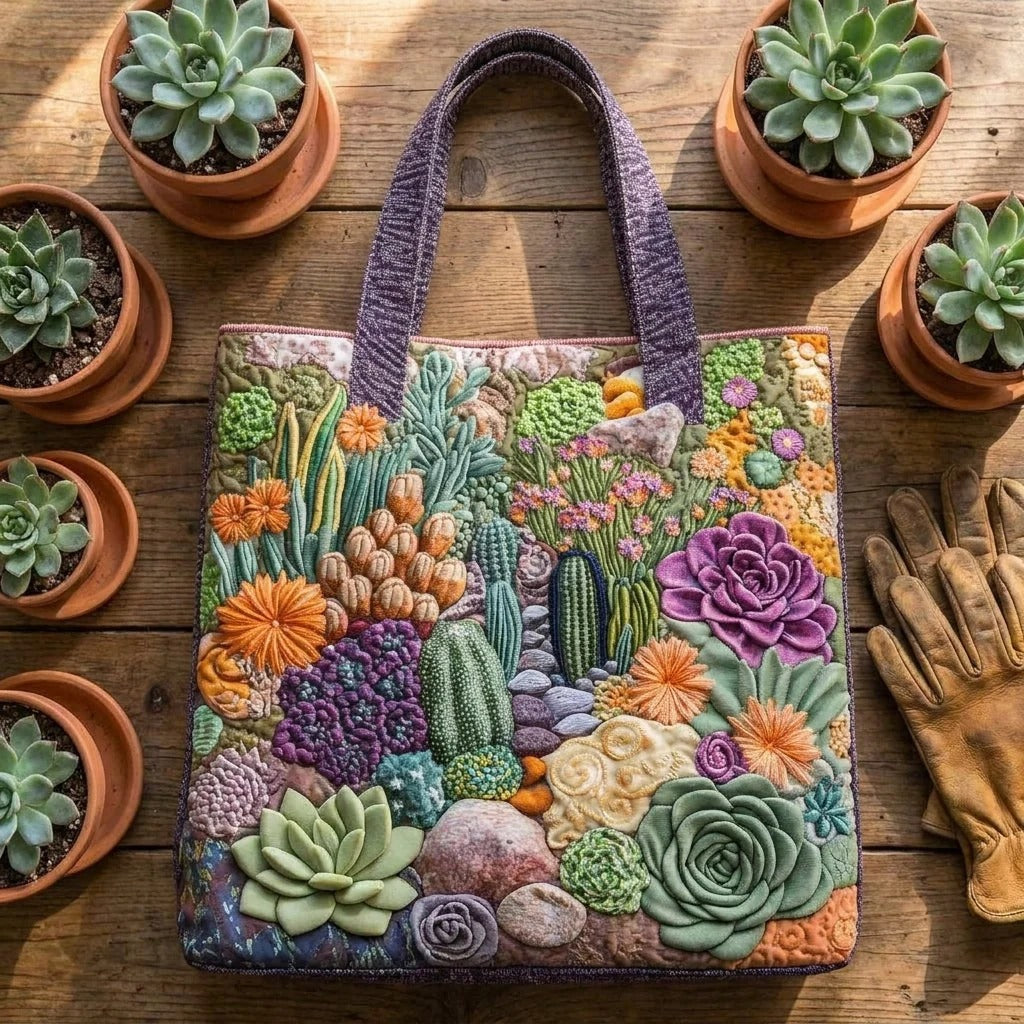 Sac cabas matelassé - Jardin de plantes succulentes