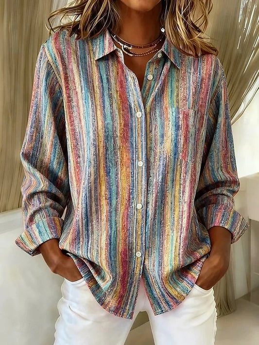 Héloïse | Blouse Vintage à Rayures Multicolores