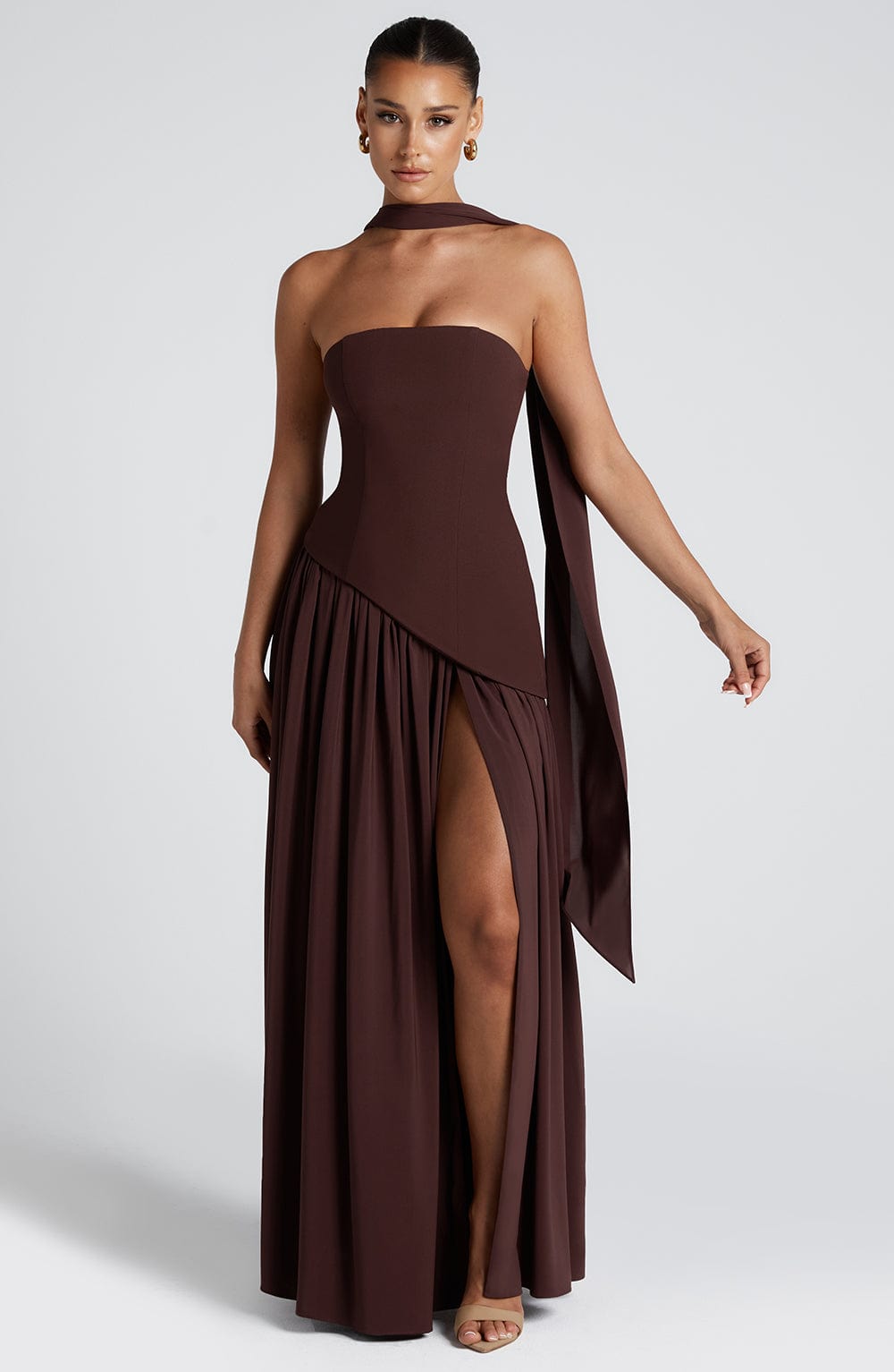 Vestido Largo Oriana - Marrón