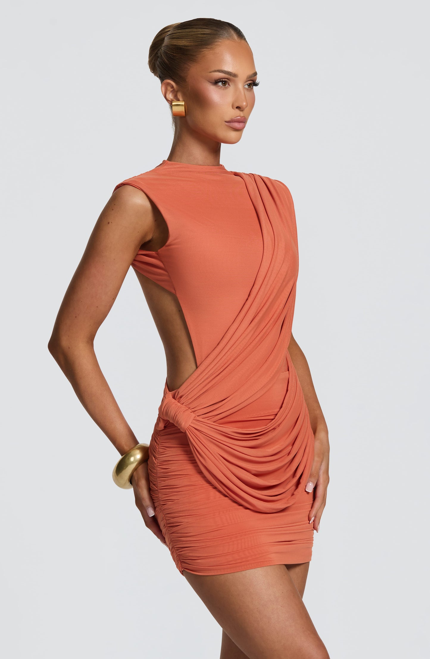 Vestido corto Mireya - Naranja quemado