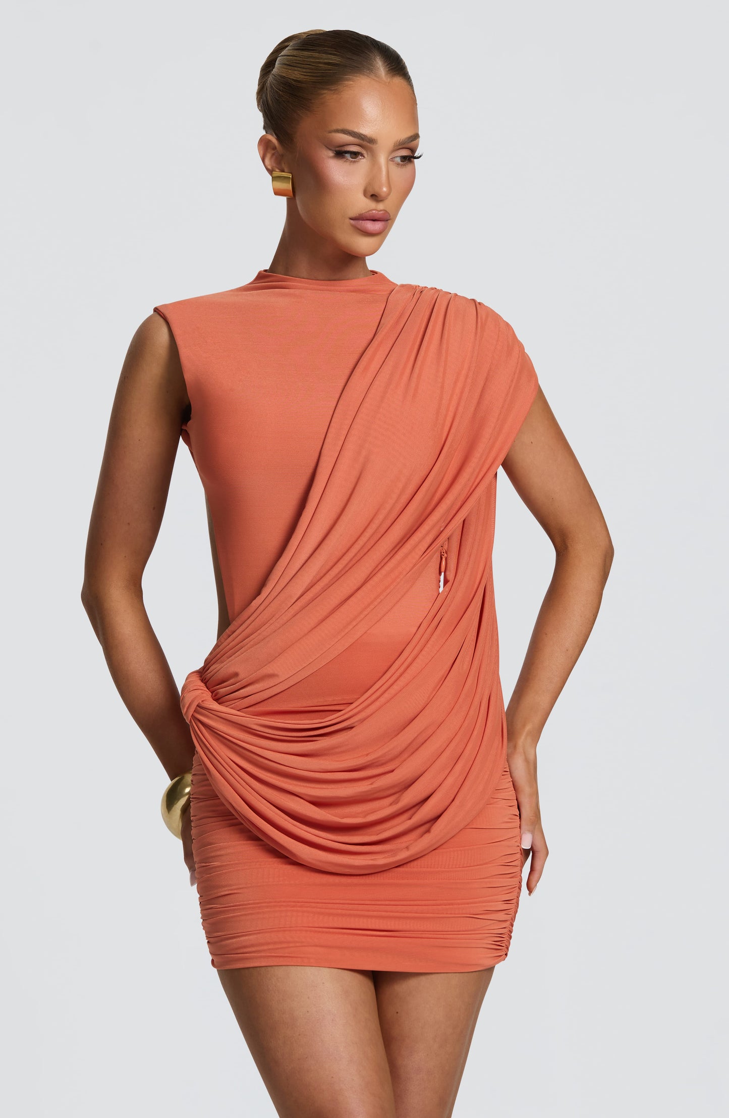 Vestido corto Mireya - Naranja quemado