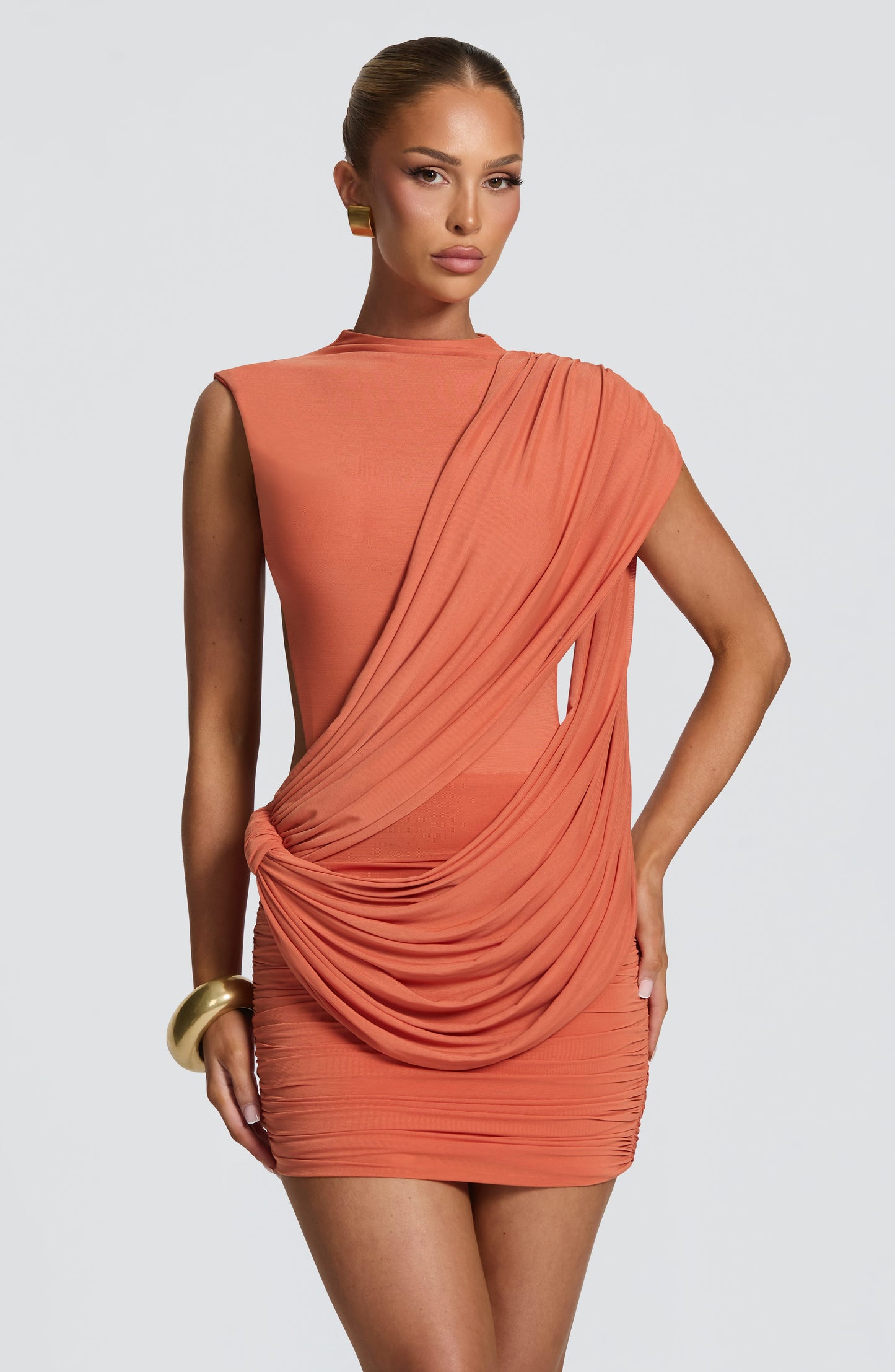 Vestido corto Mireya - Naranja quemado