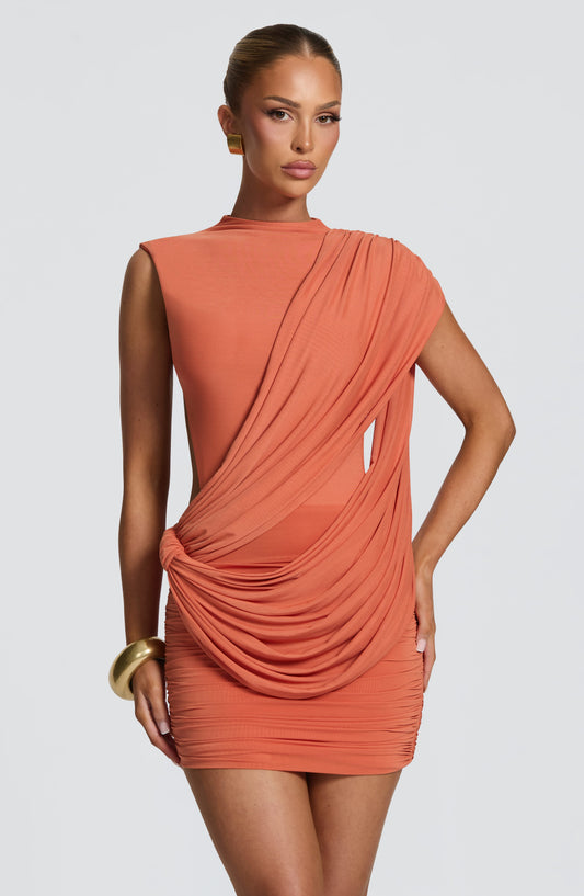 Vestido corto Mireya - Naranja quemado