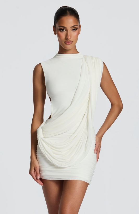 Vestido corto Mireya - Marfil