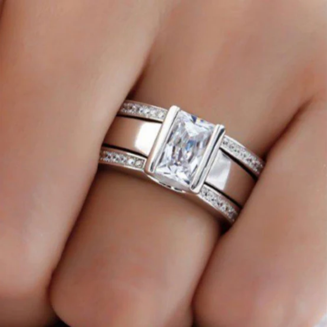 Anillo vintage de vidrio incrustado