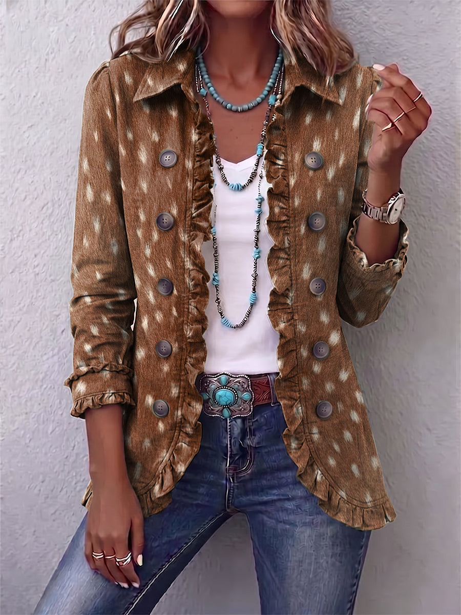 AMANDINE | Chaqueta con estampado animal y volante