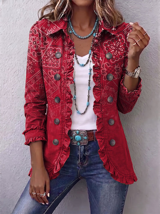 GERTRUDE | Veste en cachemire flou à volants