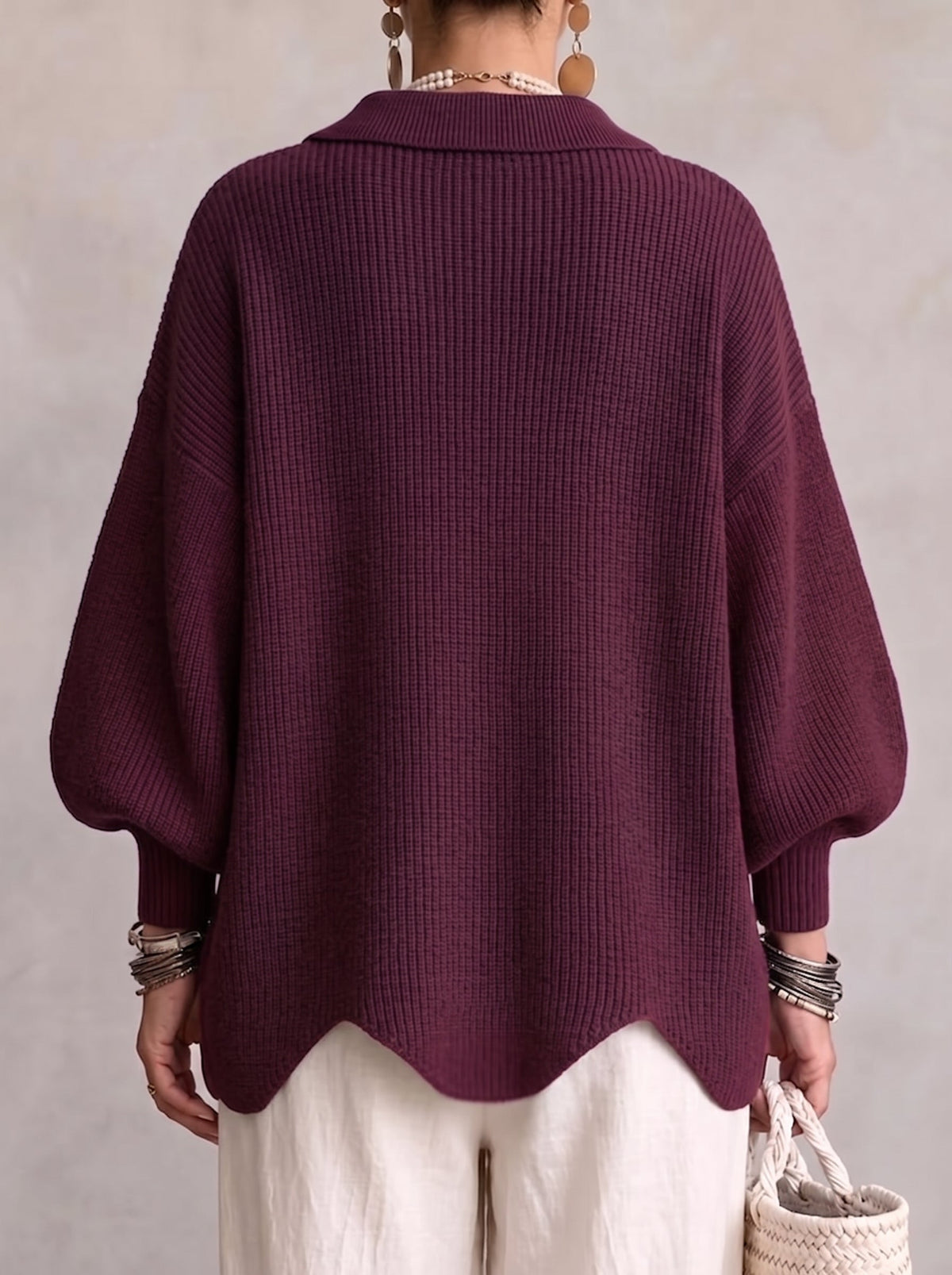 Valentine™ | Cardigan oversize à col avec gros boutons métalliques