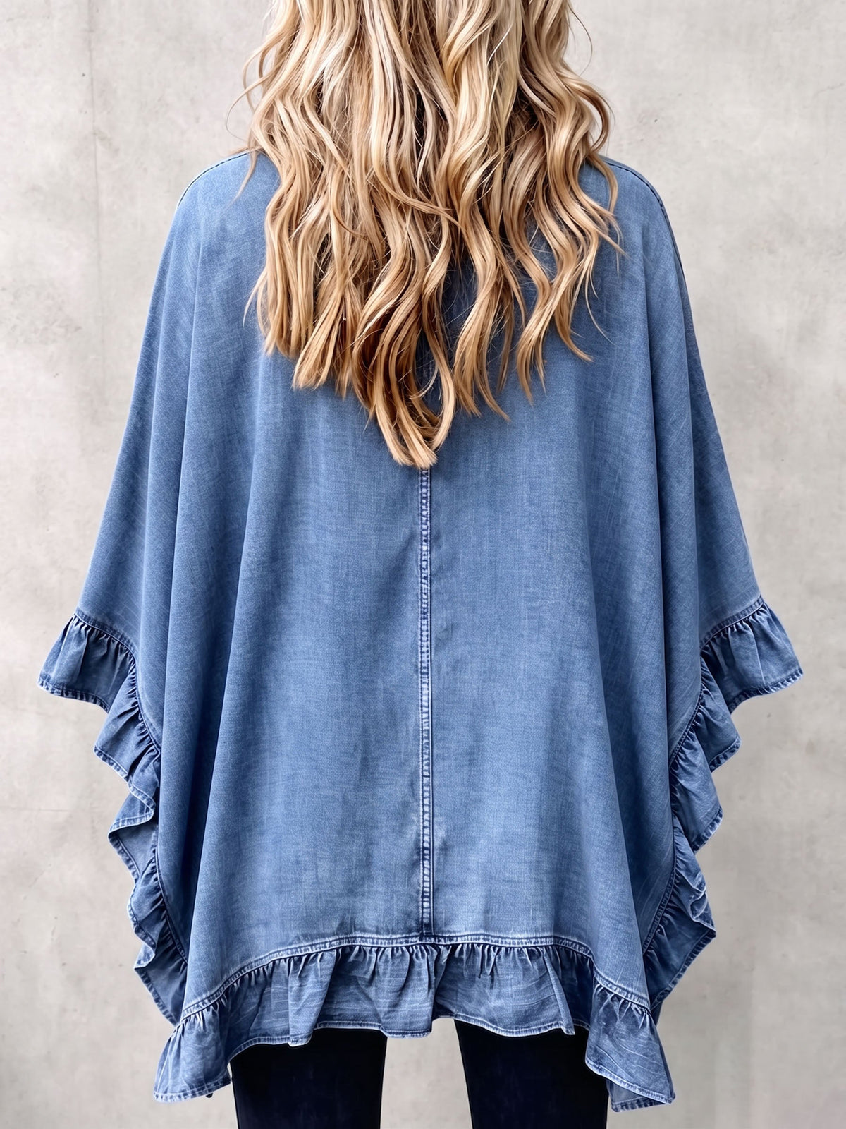 Corinne | Gilet en denim chic bohème à bordure volantée